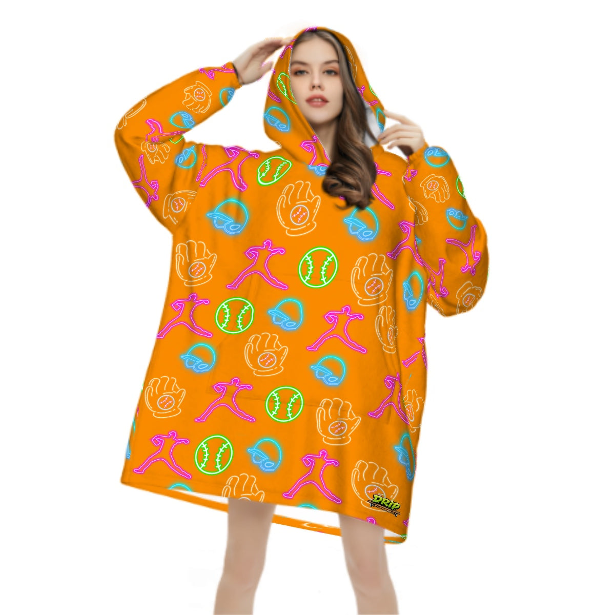 Adult Blanket Sweatshirt - Orange Neon Lights