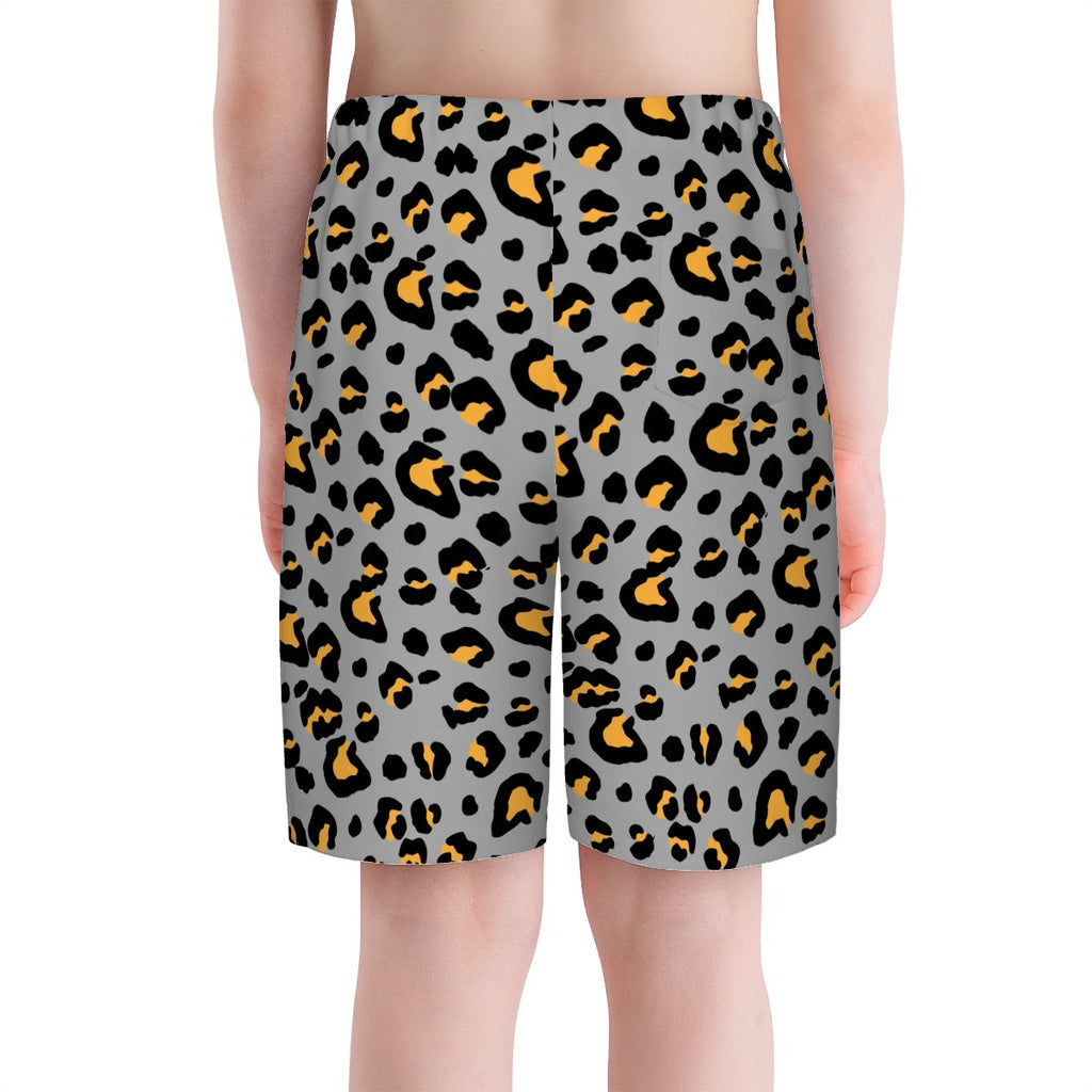 Youth Swim Shorts - Drip Bench Leopard Grey