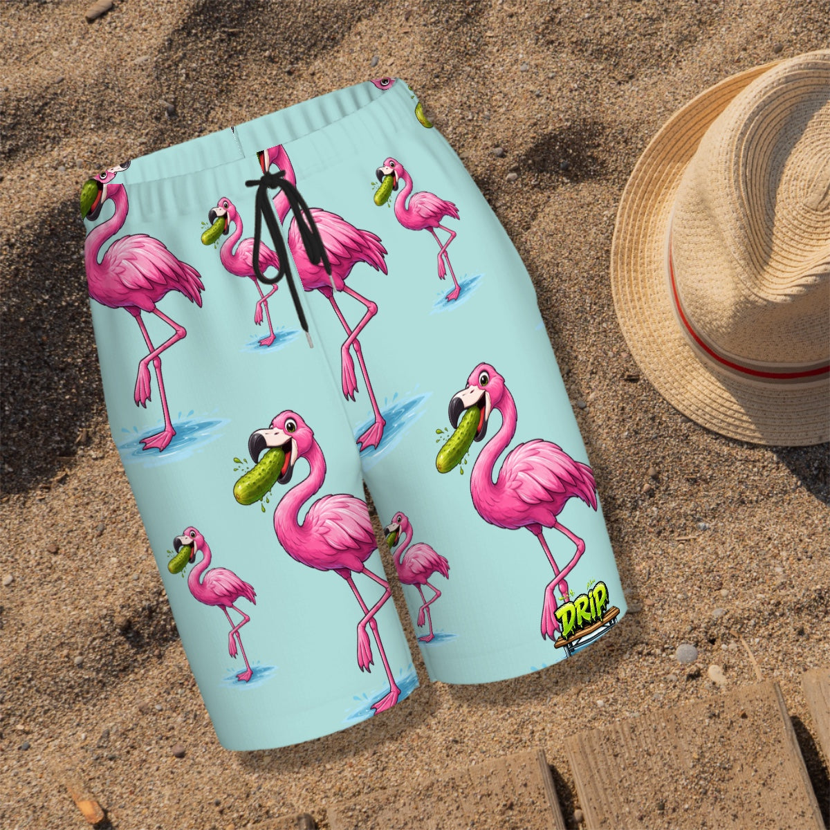 Youth Swim Shorts - Flamingo Pickle Seafoam