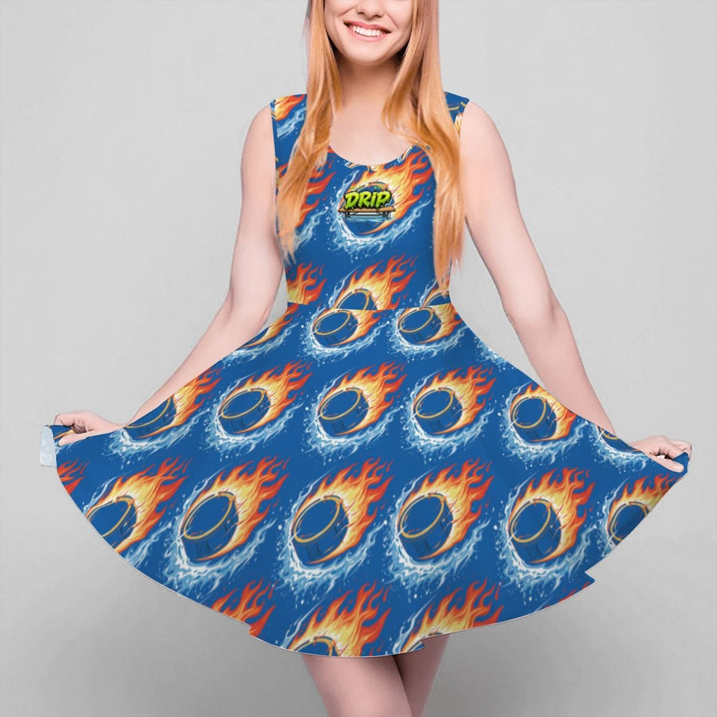 Women's Game Day Dress - Flamin Hockey Pucks Dark Blue