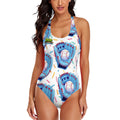 Cross-Back One Piece Swimsuit Women - Baseball Sprinkles Drip White