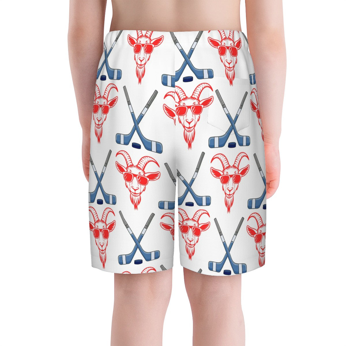 Youth Swim Shorts - Goated Hockey White