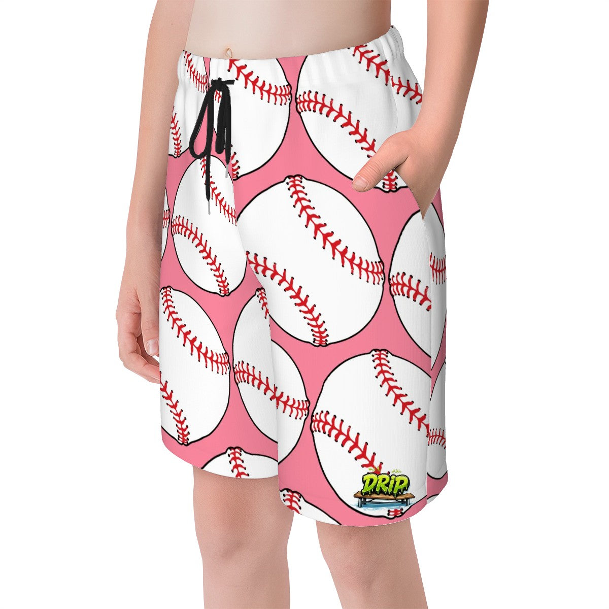 Youth Swim Shorts - Classic Baseball Pink
