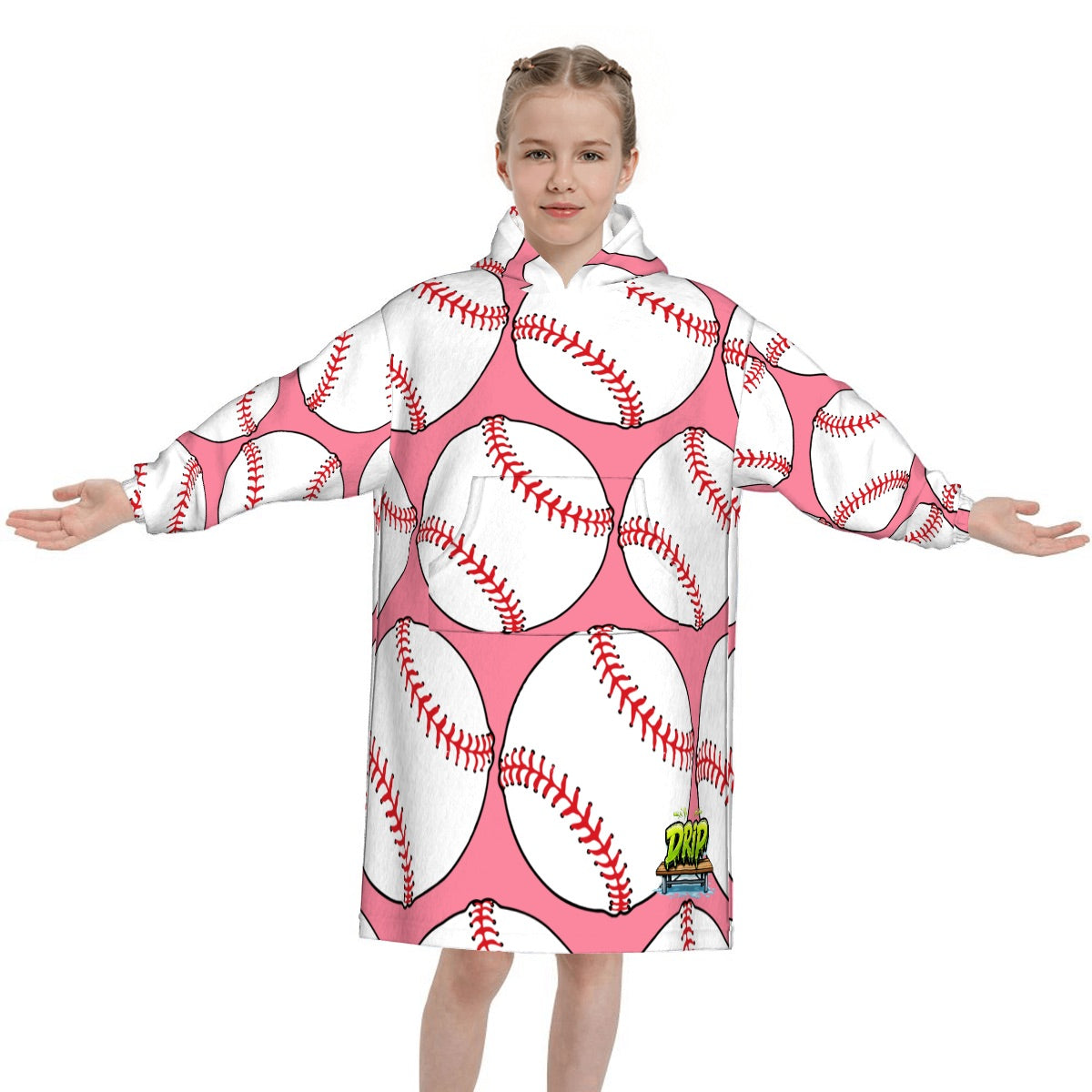 Youth Blanket Sweatshirts - Classic Baseballs Pink