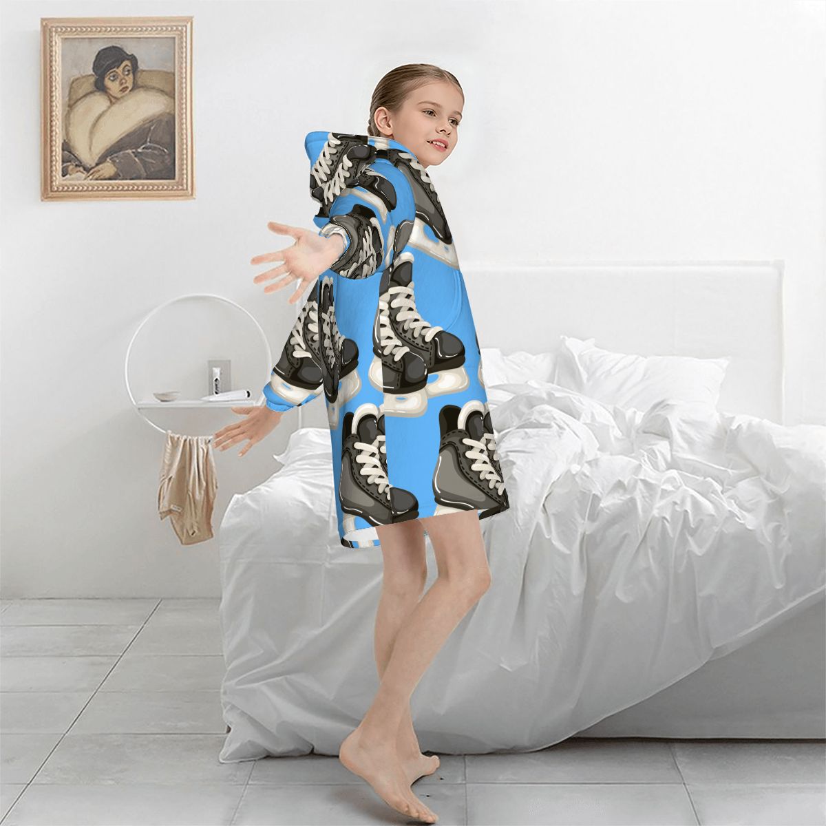 Youth Blanket Sweatshirt - Hockey Skates Blue