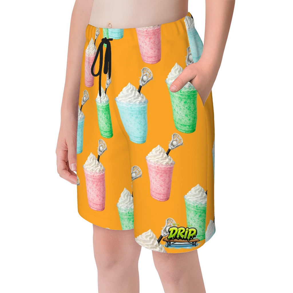 Youth Swim Shorts - Ice Cream Lacrosse Orange