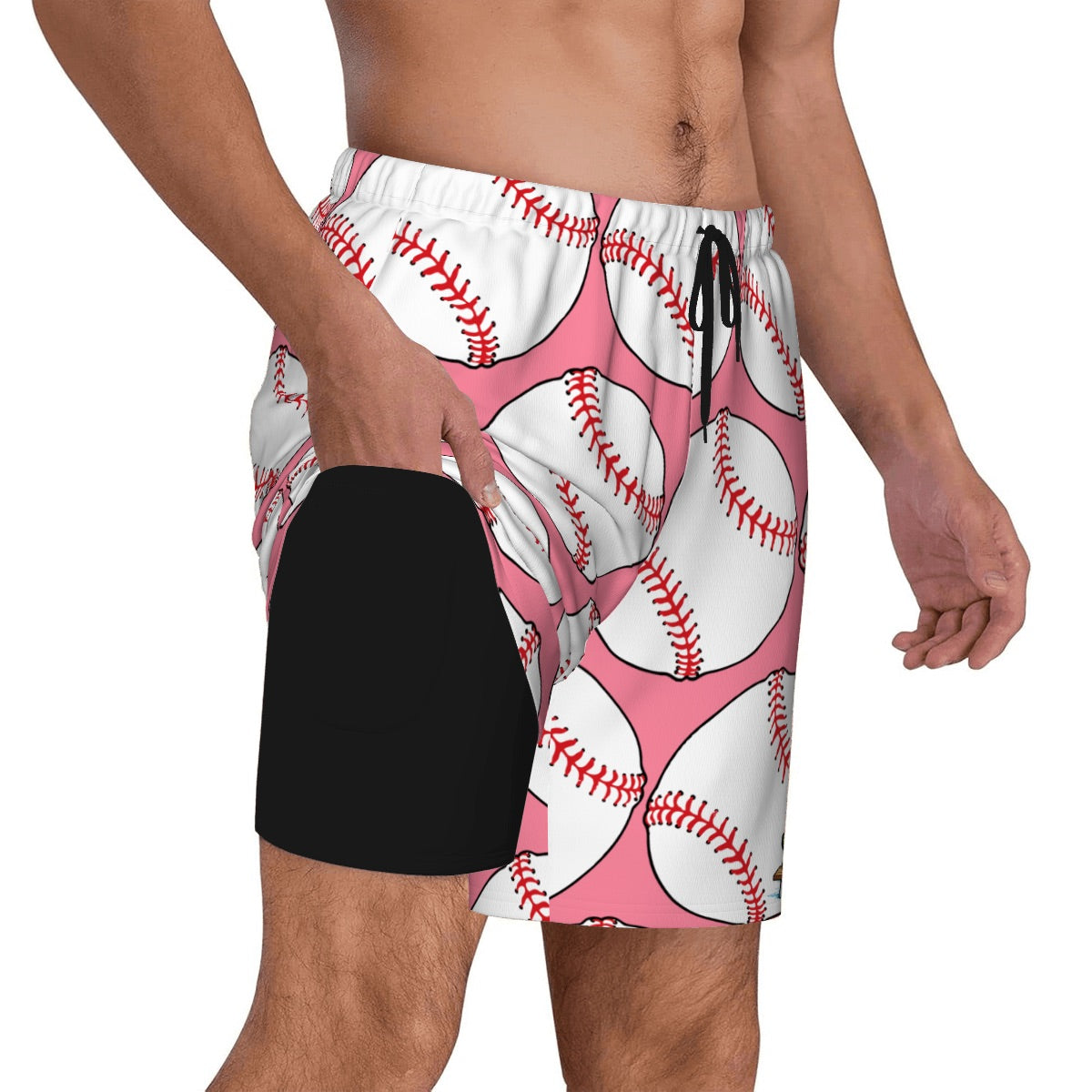 W2W Pro Mesh Hybrid Shorts - Baseballs Classic Pink