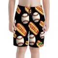 Youth Swim Shorts - Baseball and Hotdogs Black