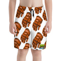 Youth Swim Shorts - Orange Hockey Gloves White
