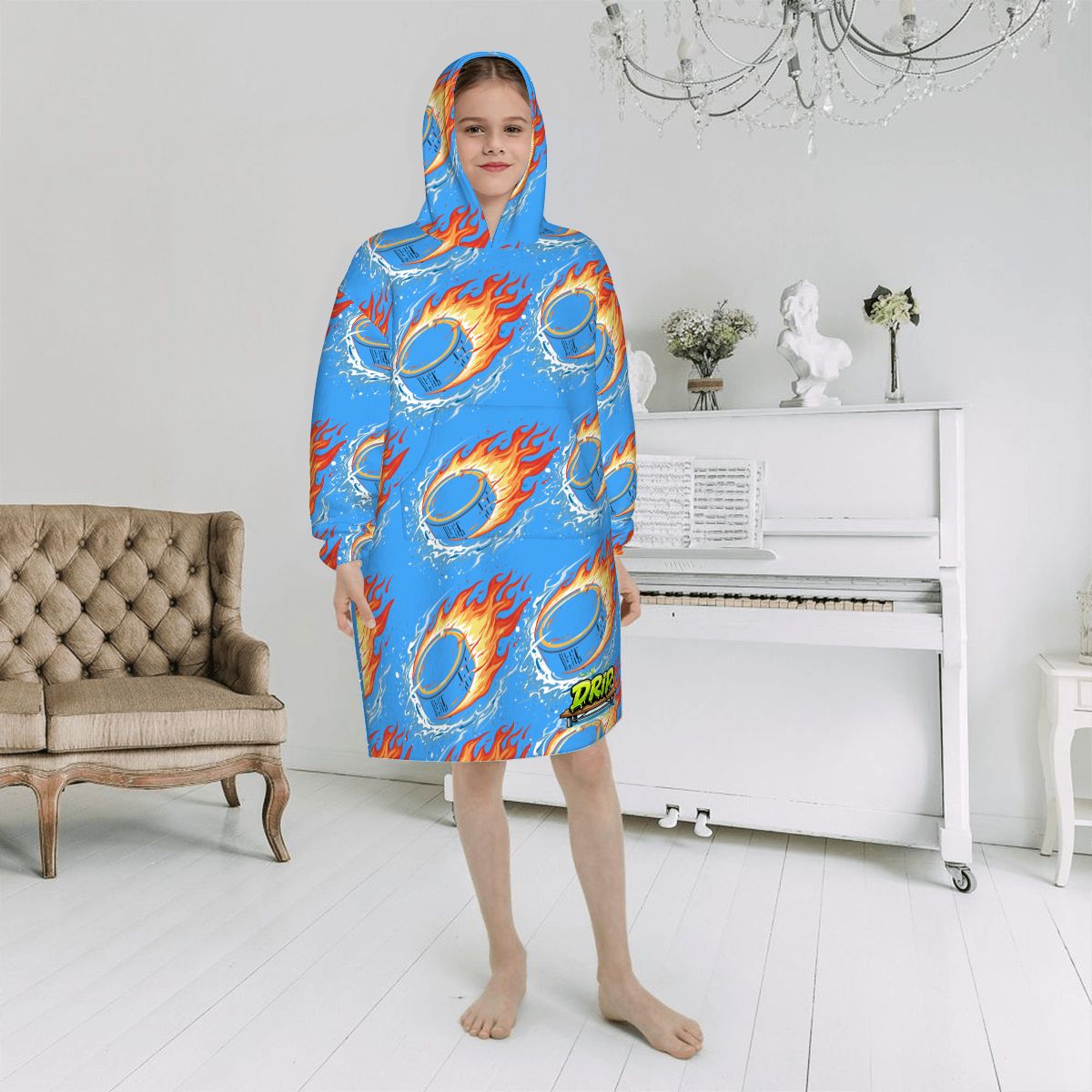 Youth Blanket Sweatshirt - Flamin Hockey Pucks Blue