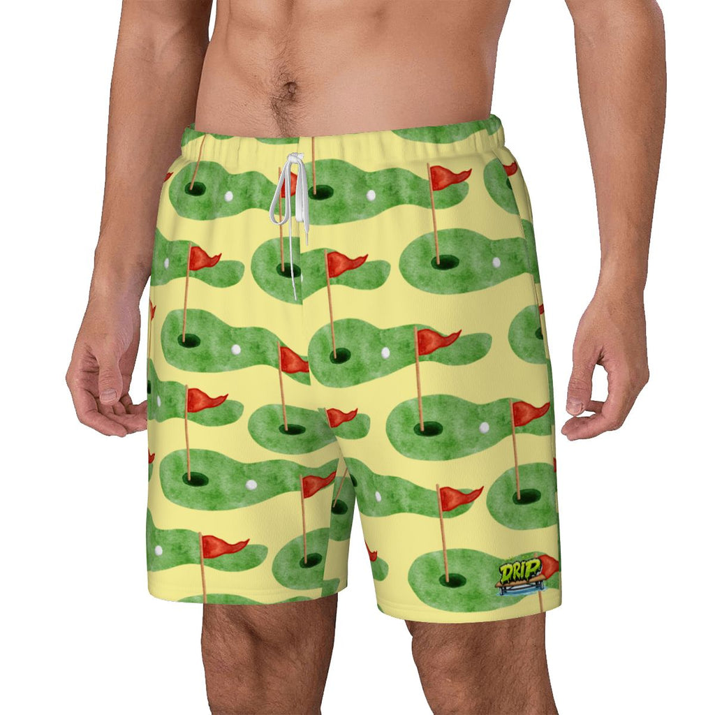 W2W Pro Mesh Hybrid Shorts - Green Hole Sketch Yellow