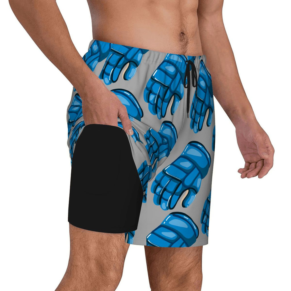 W2W Pro Mesh Hybrid Shorts - Blue Hockey Gloves Grey