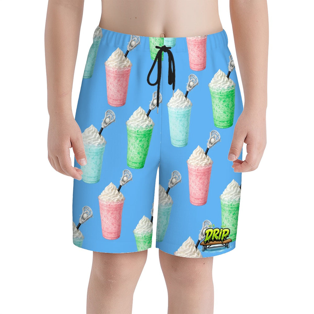 Youth Swim Shorts - Ice Cream Lacrosse Sky Blue