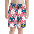 Youth Swim Shorts - Stars and Strikes Pink