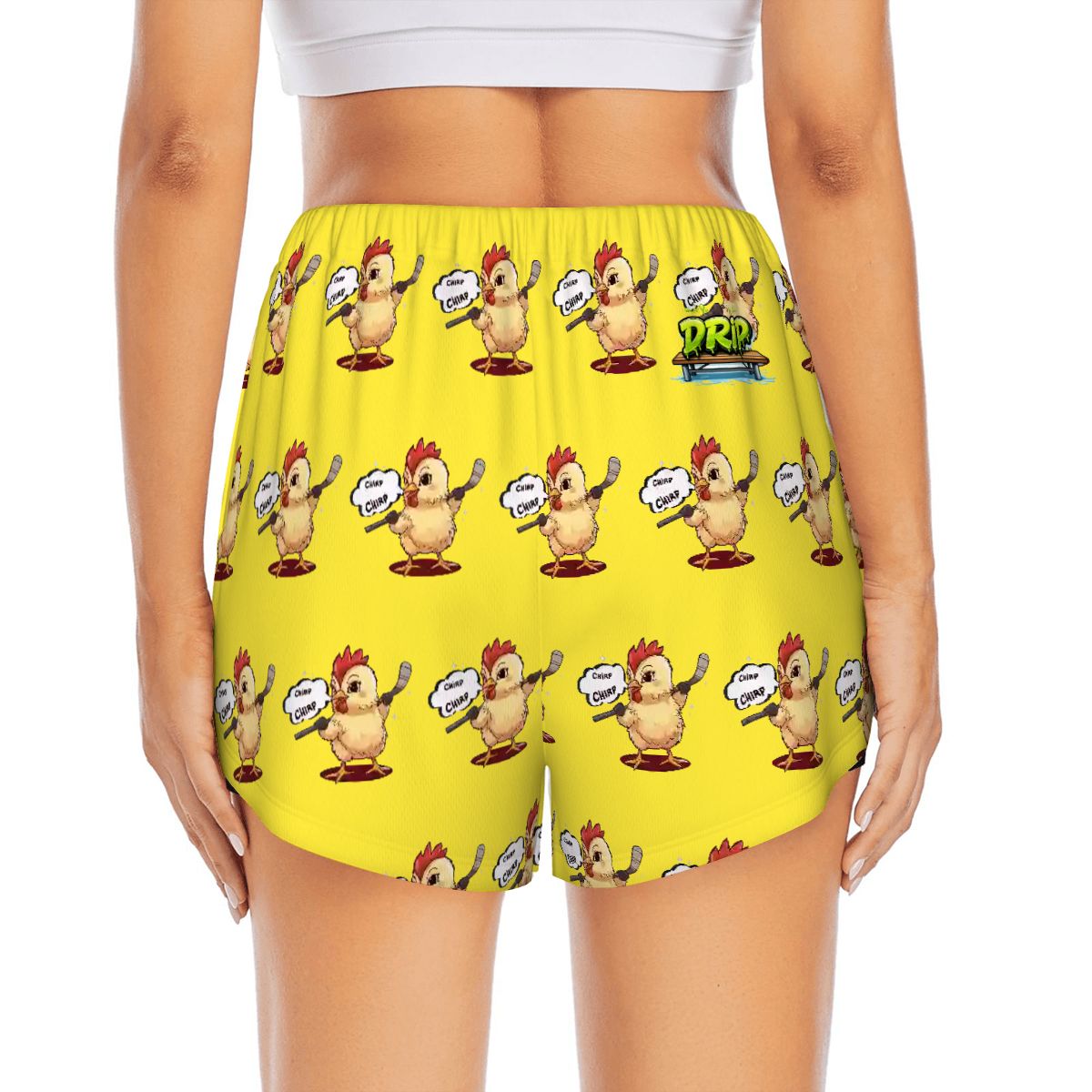 Drip Bench Women's Shorts - Hockey Chirp Chirp Yellow