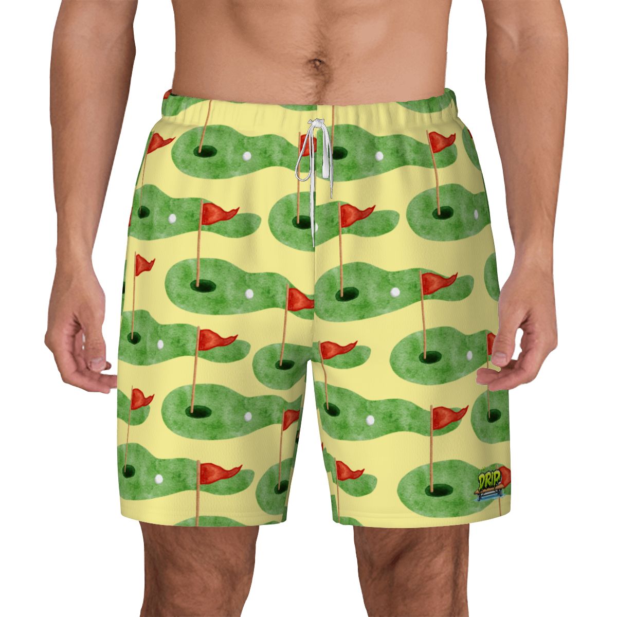 W2W Pro Mesh Hybrid Shorts - Green Hole Sketch Yellow