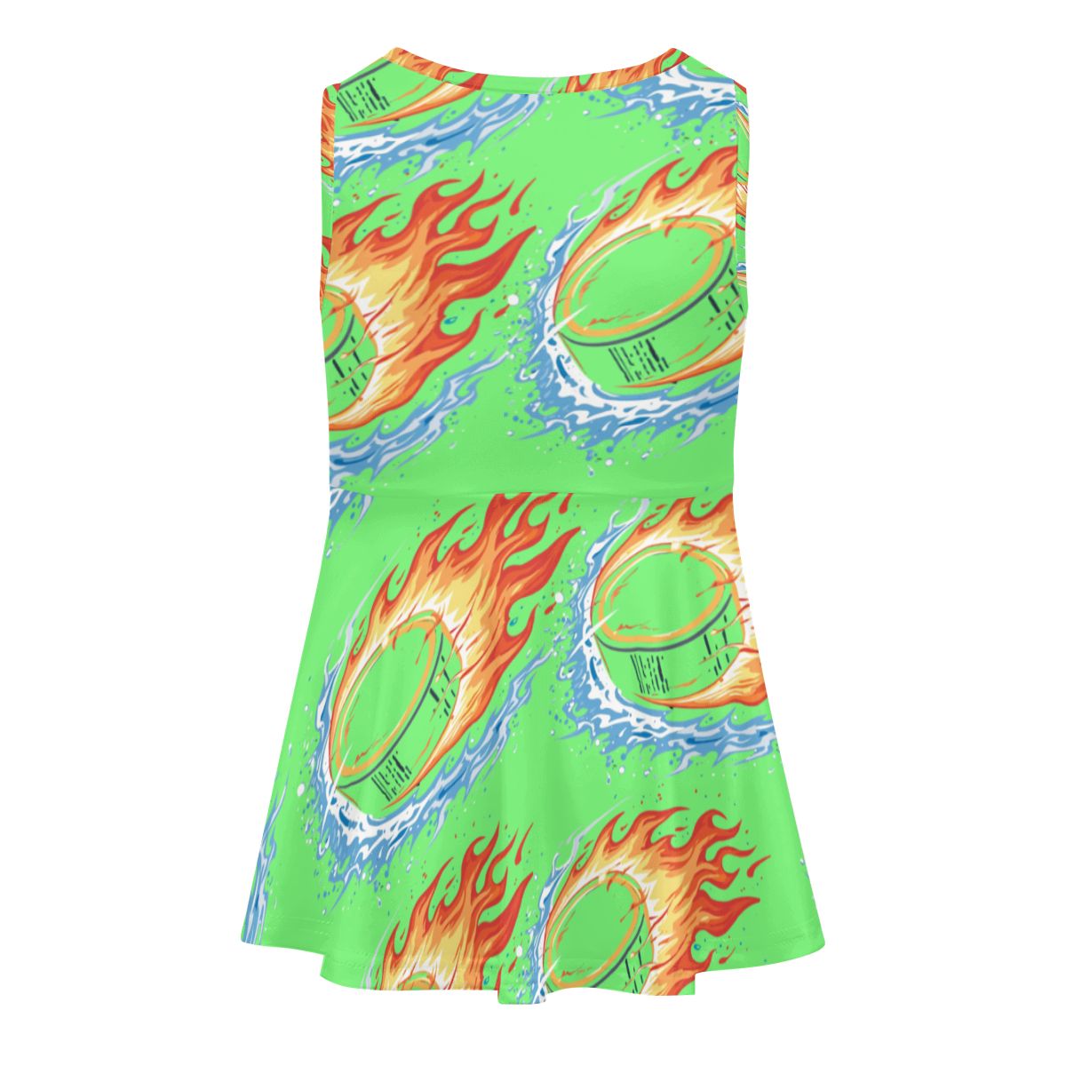 Girl's Game Day Dress - Flamin Hockey Pucks Hot Green
