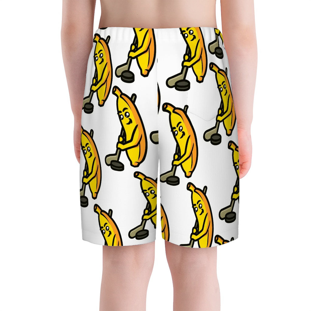 Youth Swim Shorts - Bananas for Hockey White