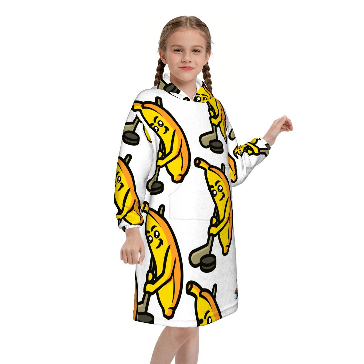 Youth Blanket Sweatshirt - Bananas for Hockey White