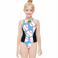 Girls One Piece Swimsuit - Classic Baseball Blue