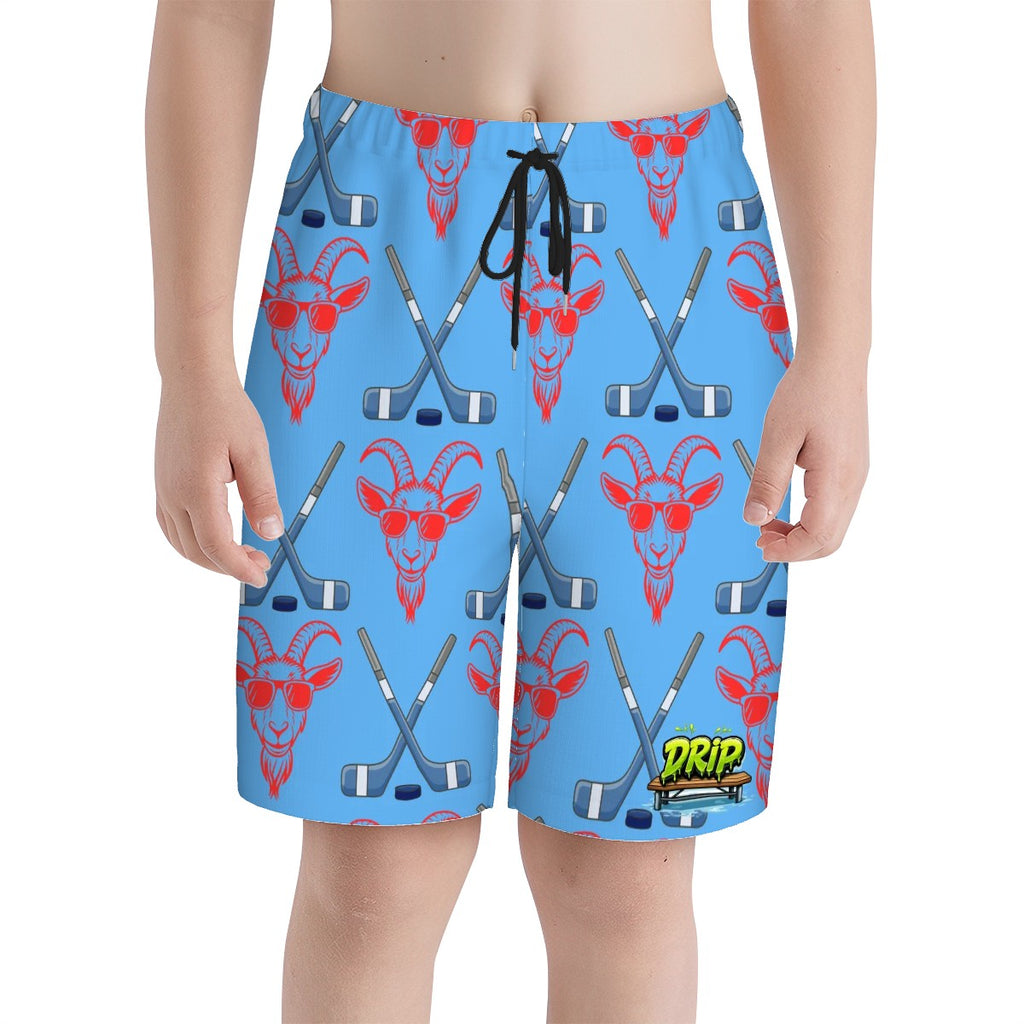 Youth Swim Shorts - Goated Hockey Sky Blue
