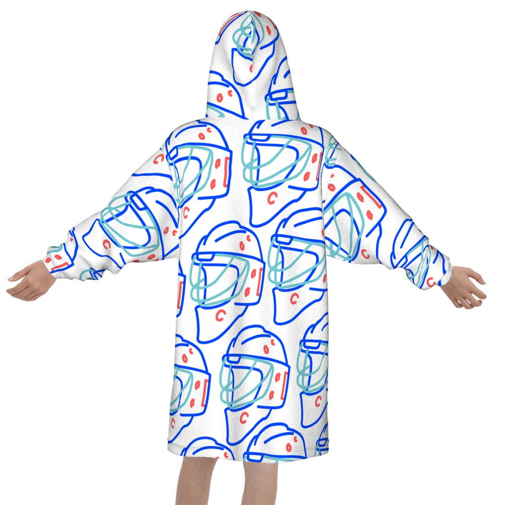 Youth Blanket Sweatshirt - Goalie Helmet Sketch White
