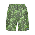 Men/Teen Swim Shorts - Neon Green Basketballs Charcoal