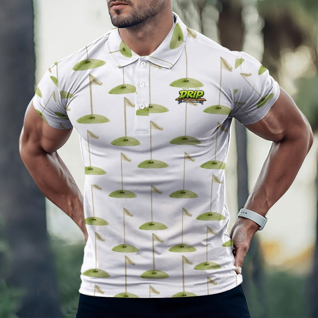 Uncle Golf Shirt - Hole Flag Sketch White