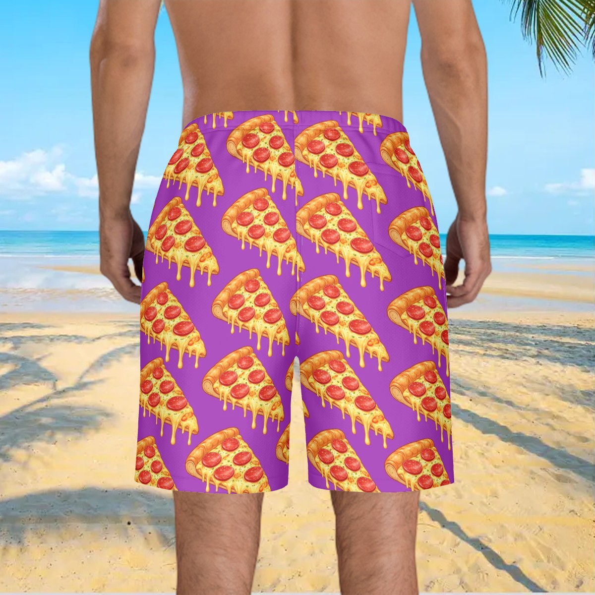 Men/Teen Swim Shorts - Pizza Purple