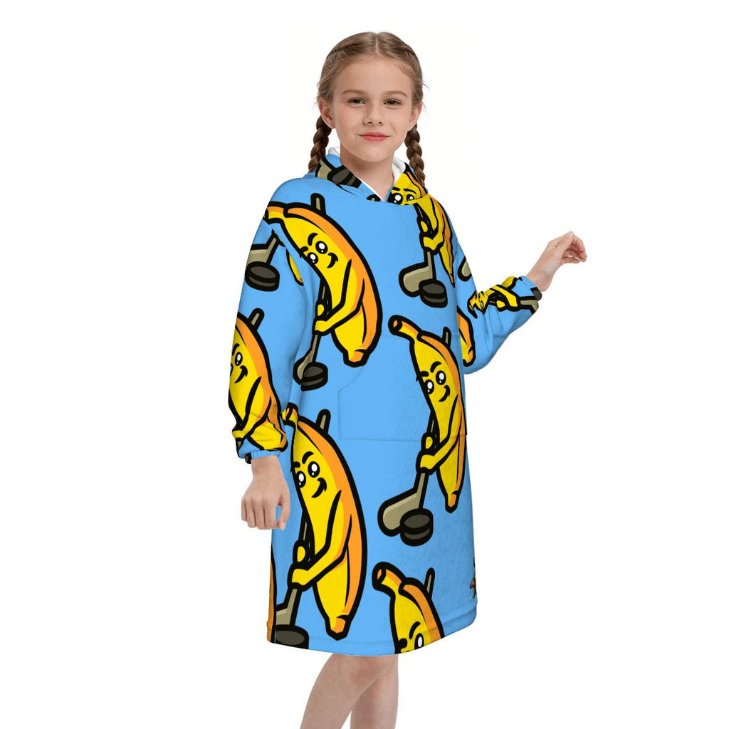 Youth Blanket Sweatshirt - Bananas for Hockey Sky Blue