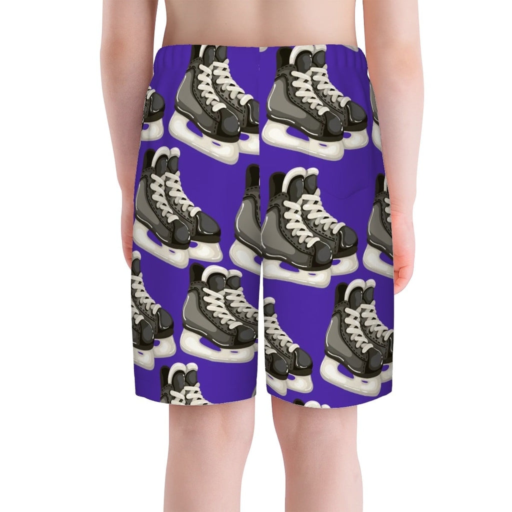 Youth Swim Shorts - Hockey Skates Royal Purple