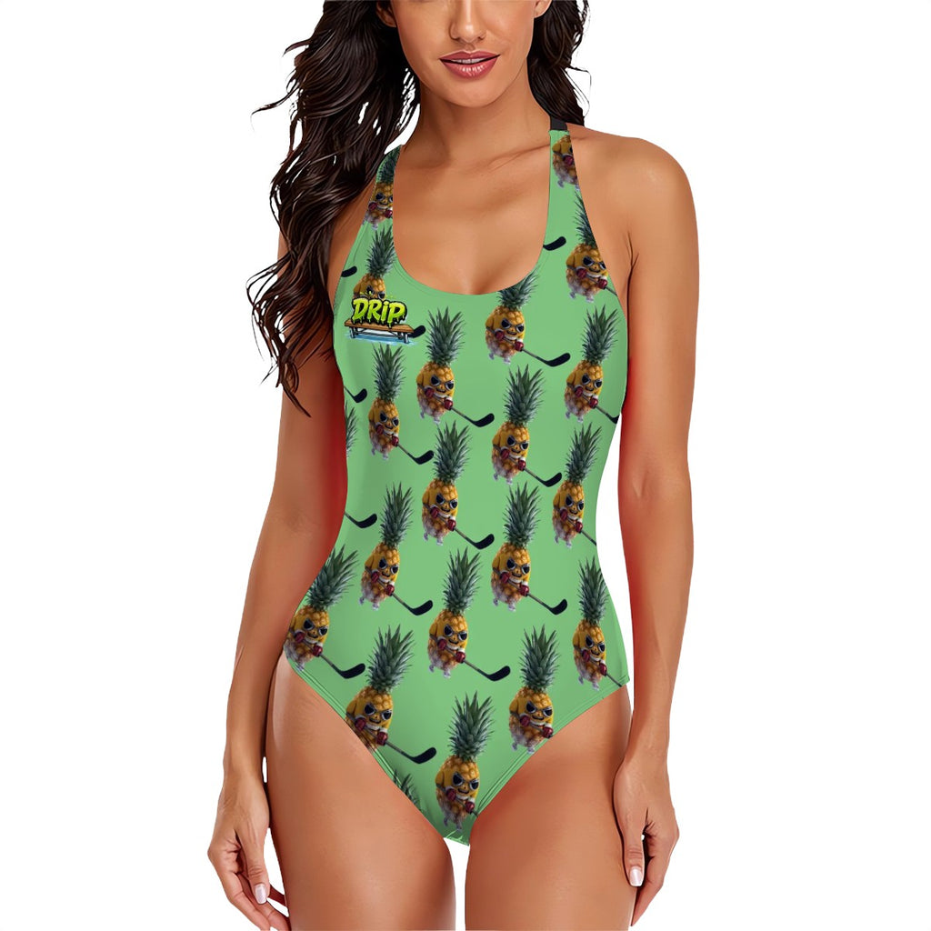 Cross-Back One Piece Swimsuit Women - Piney Snipes Jungle Green