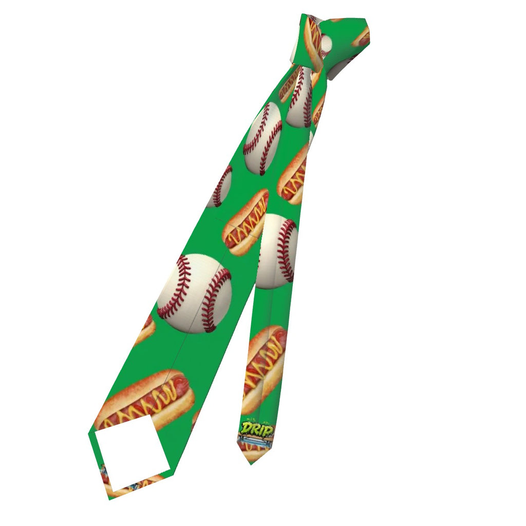 Game Day Tie - Baseballs and Hotdogs Classic Green