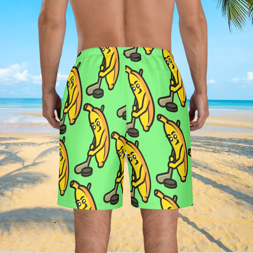 Men/Teen Swim Shorts - Bananas for Hockey Hot Green