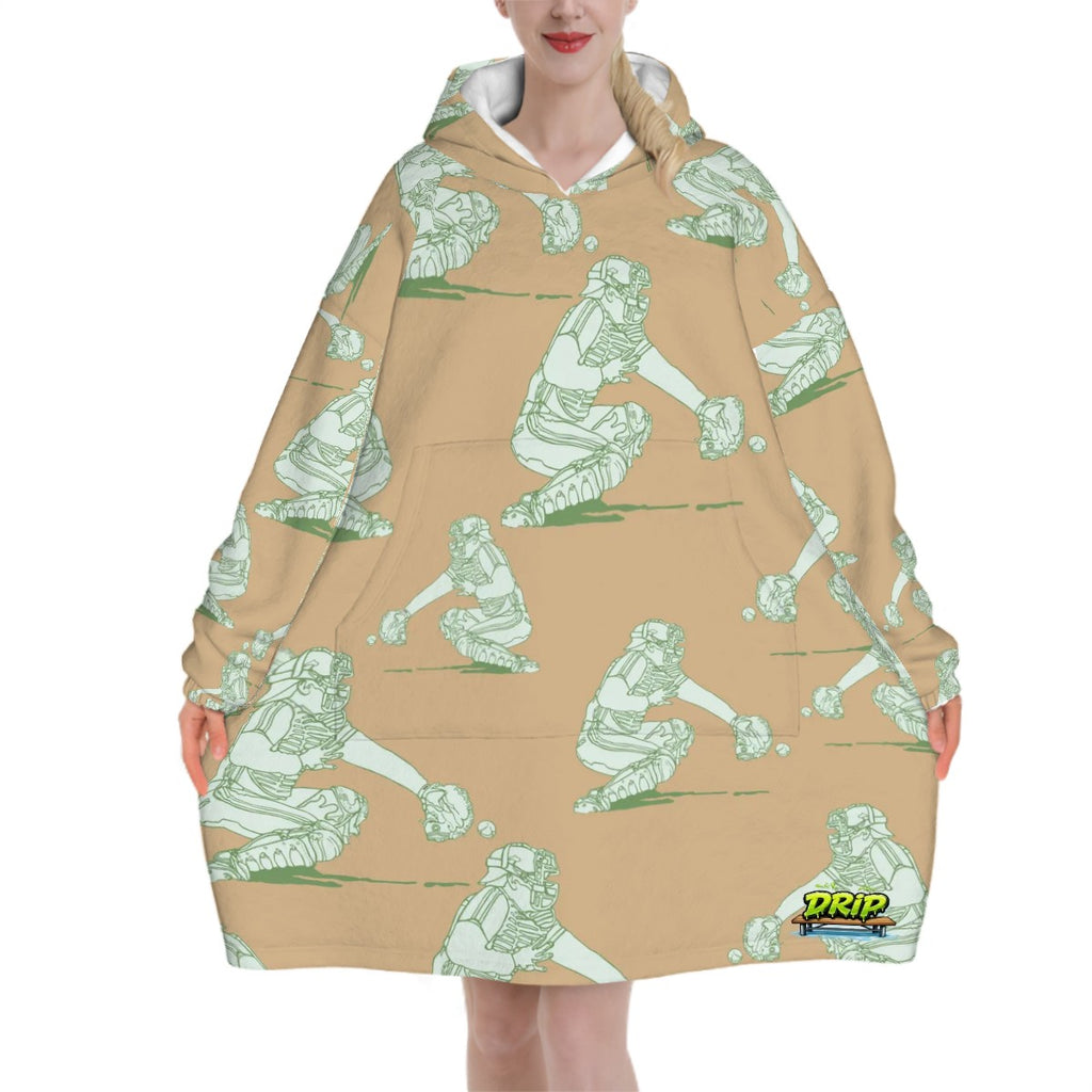Adult Blanket Sweatshirt - Baseball Catcher Beige