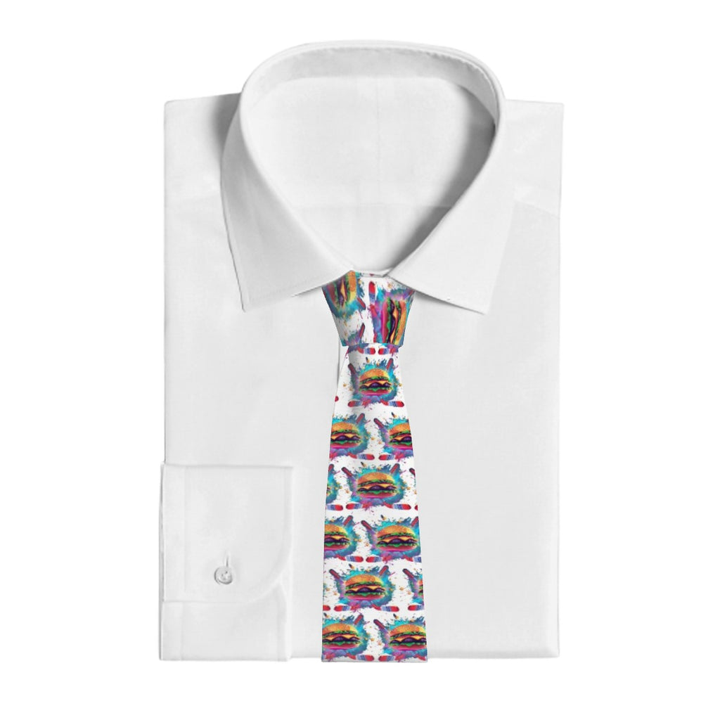 Game Day Tie - Cheeseburger and Hockey Sauce White