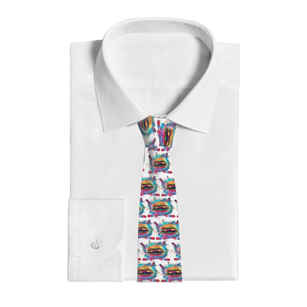 Game Day Tie - Cheeseburger and Hockey Sauce White