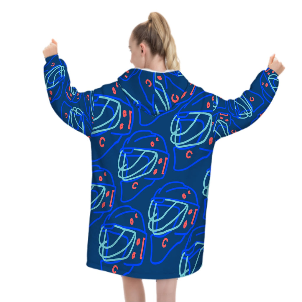 Adult Blanket Sweatshirt - Goalie Helmet Sketch Midnight