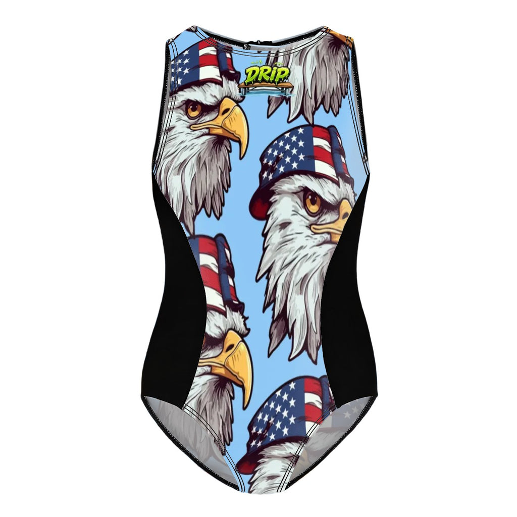 Girls One Piece Swimsuit - Eagles Fly Blue