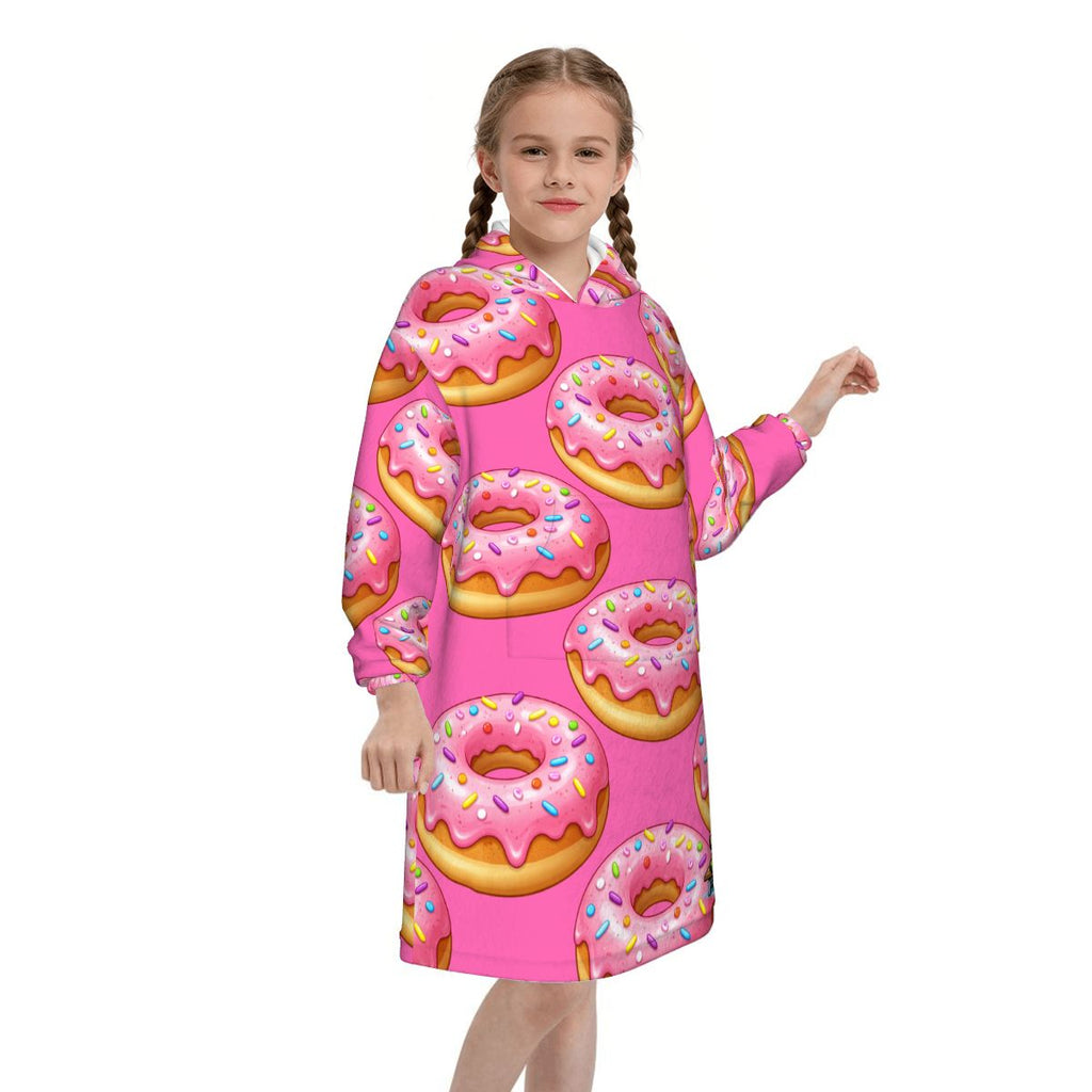 Youth Blanket Sweatshirt - Donut Drip Hot Pink