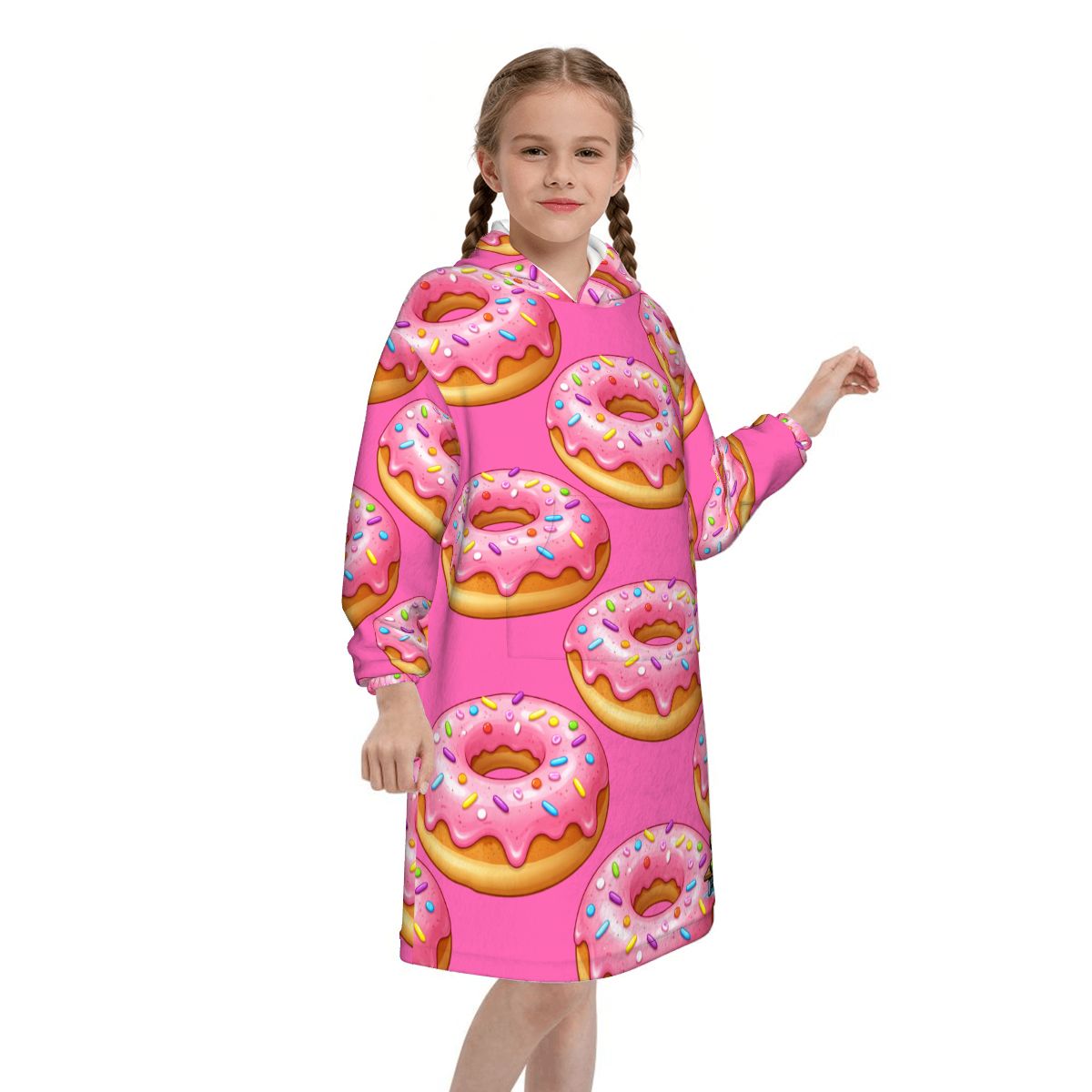 Youth Blanket Sweatshirt - Donut Drip Hot Pink