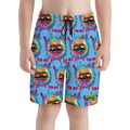 Youth Swim Shorts - Cheeseburger and Hockey Sauce Blue