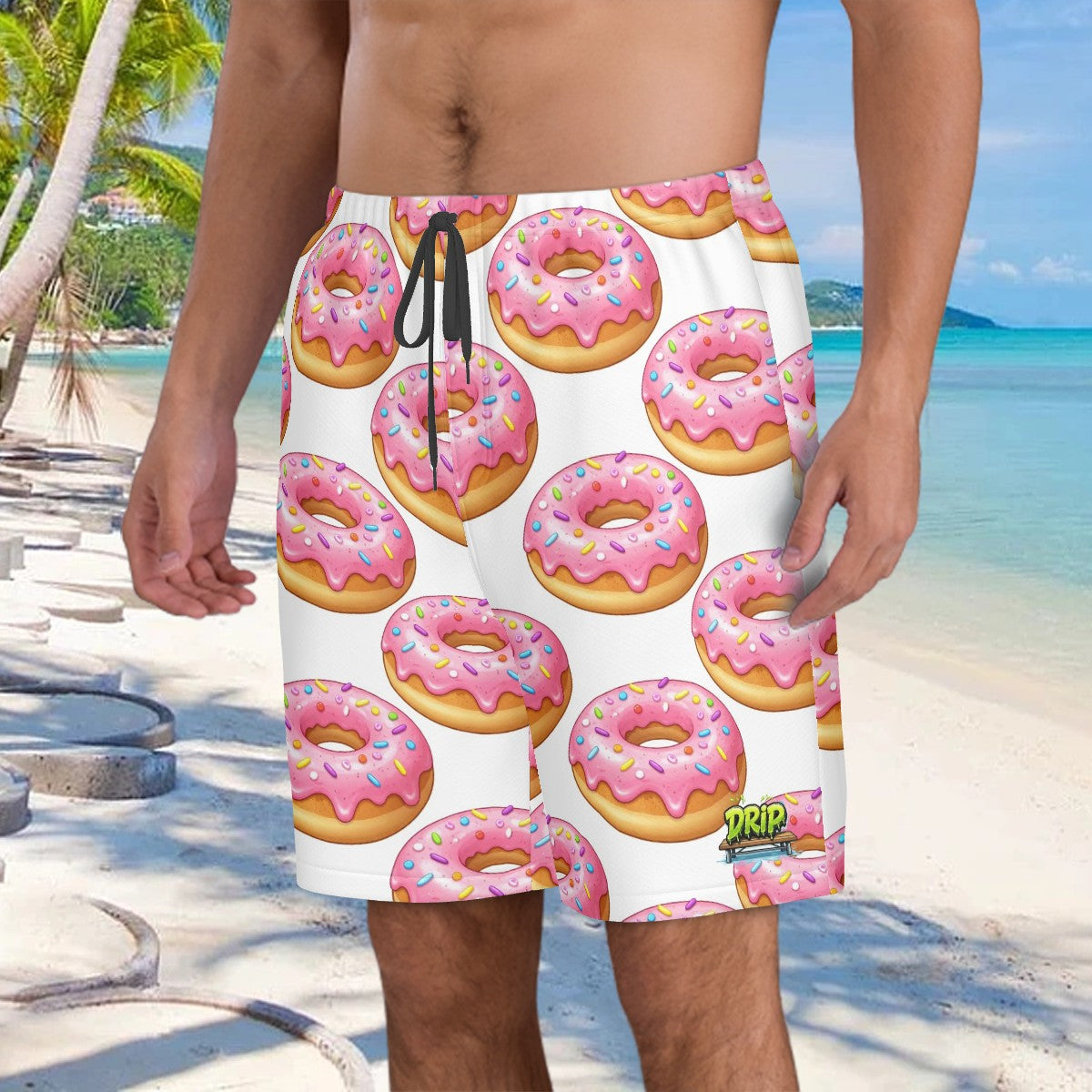 Men/Teen Swim Shorts - Donut Drip White