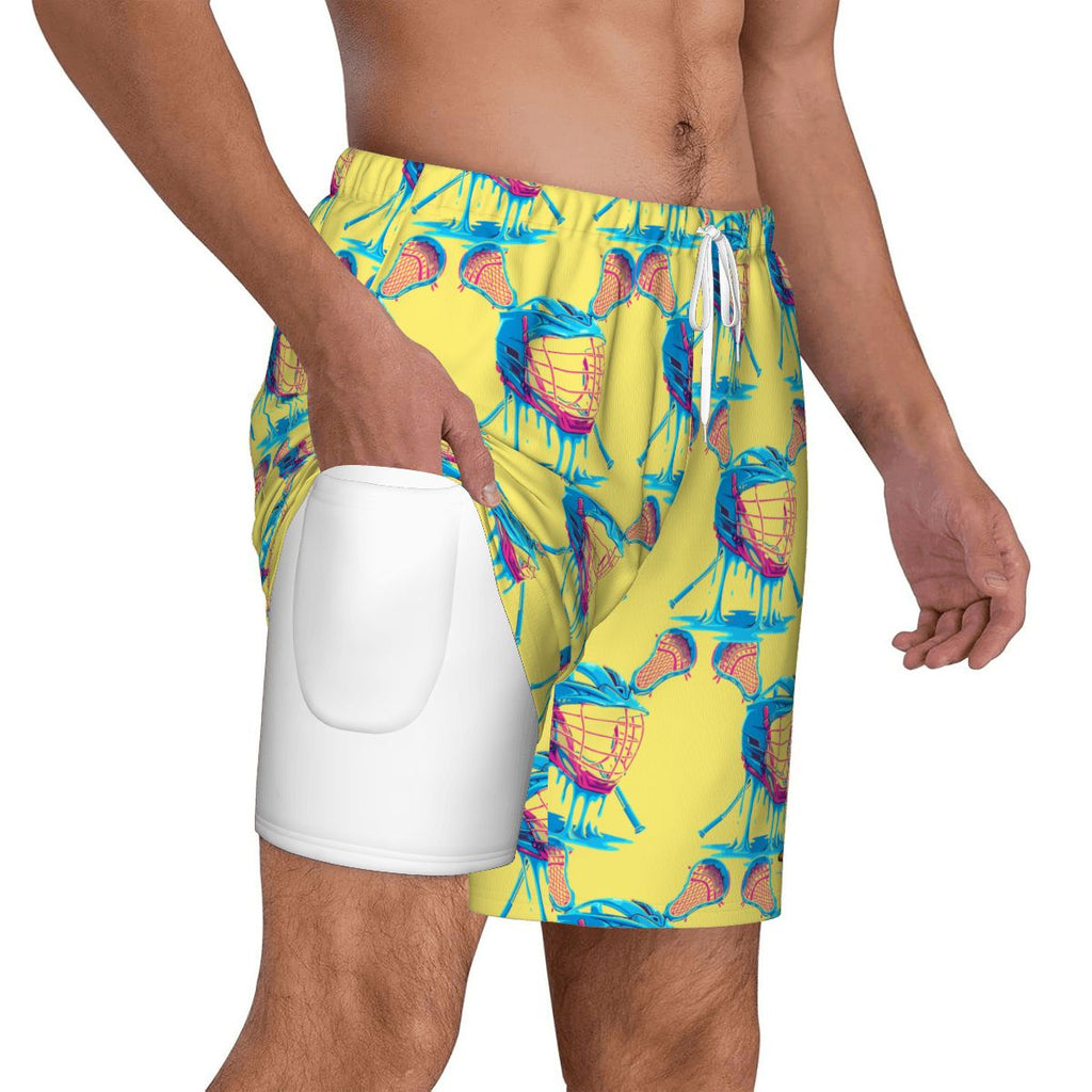 W2W Pro Mesh Hybrid Shorts - Lacrosse Helmet Sticks Yellow