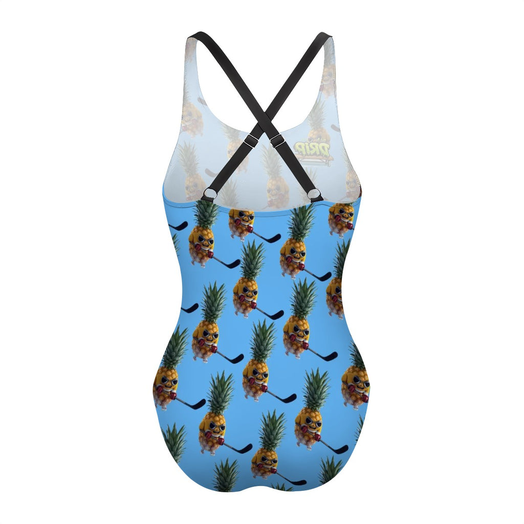 Cross-Back One Piece Swimsuit Women - Piney Snipes Blue