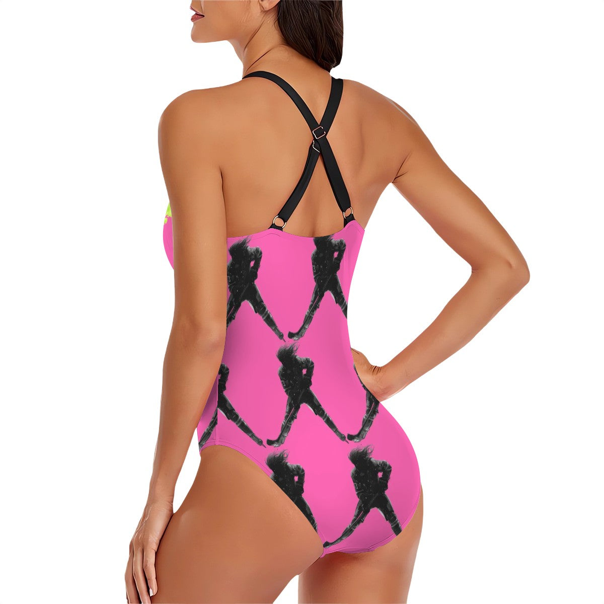 Cross-Back One Piece Swimsuit Women - Lettuce Hockey Hair Flo