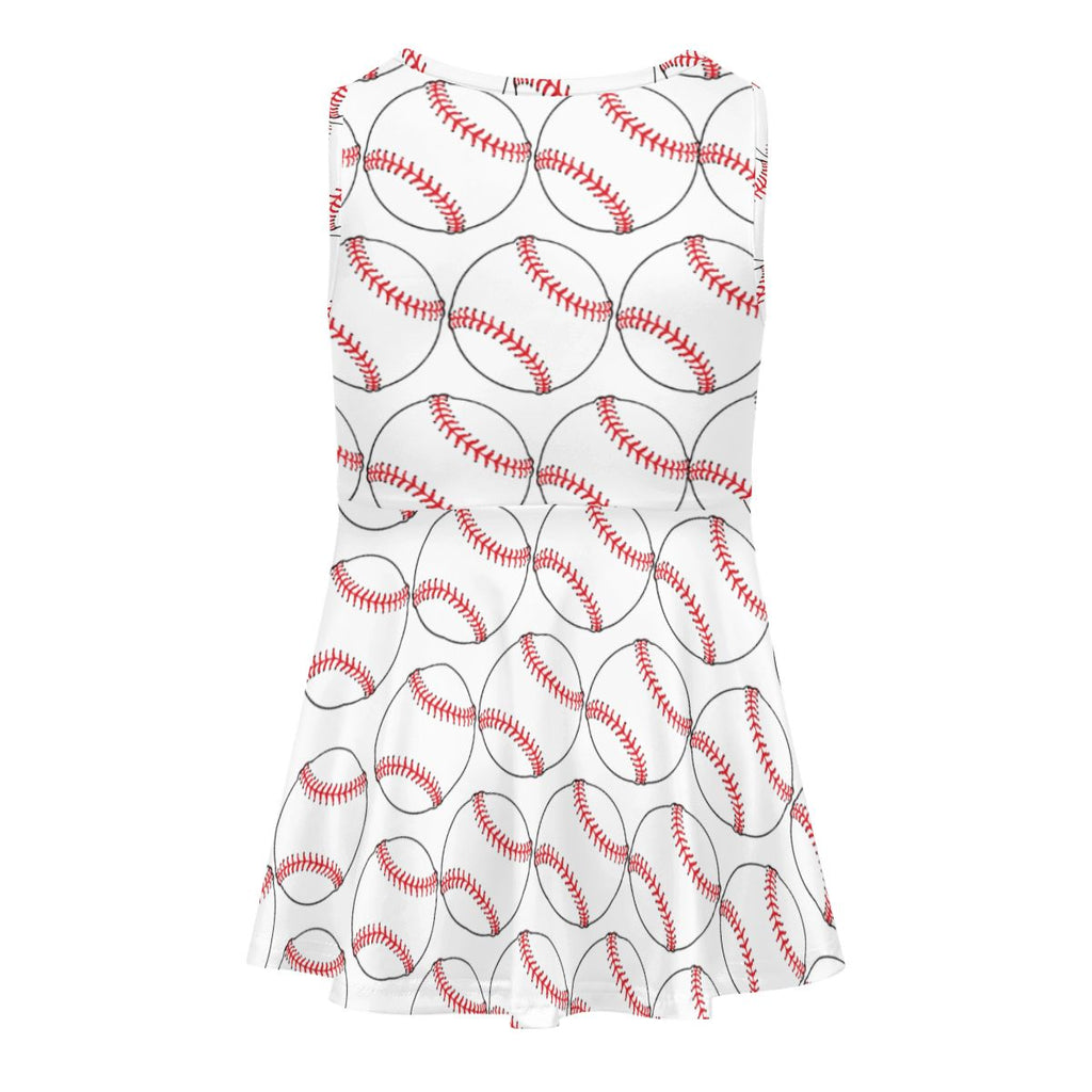Girls Game Day Dress - Classic Baseball White