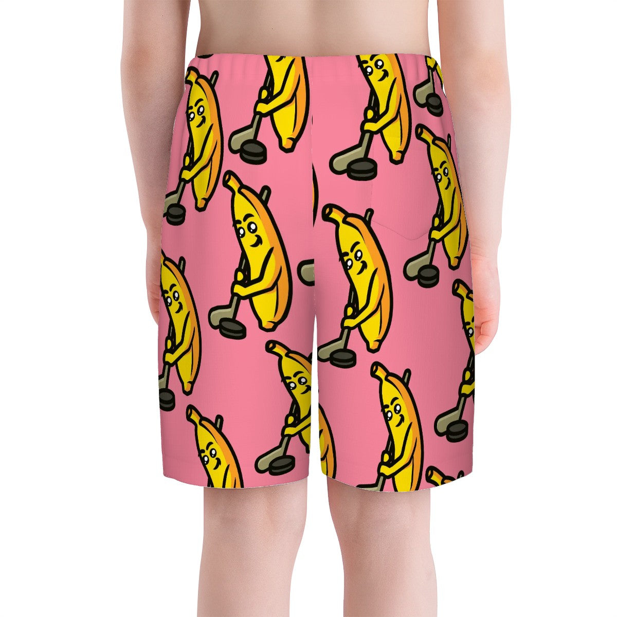 Youth Swim Shorts - Bananas for Hockey Pink