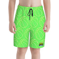 Youth Swim Shorts - Neon Basketballs Hot Green