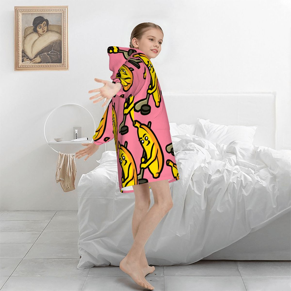 Youth Blanket Sweatshirt - Bananas for Hockey Pink